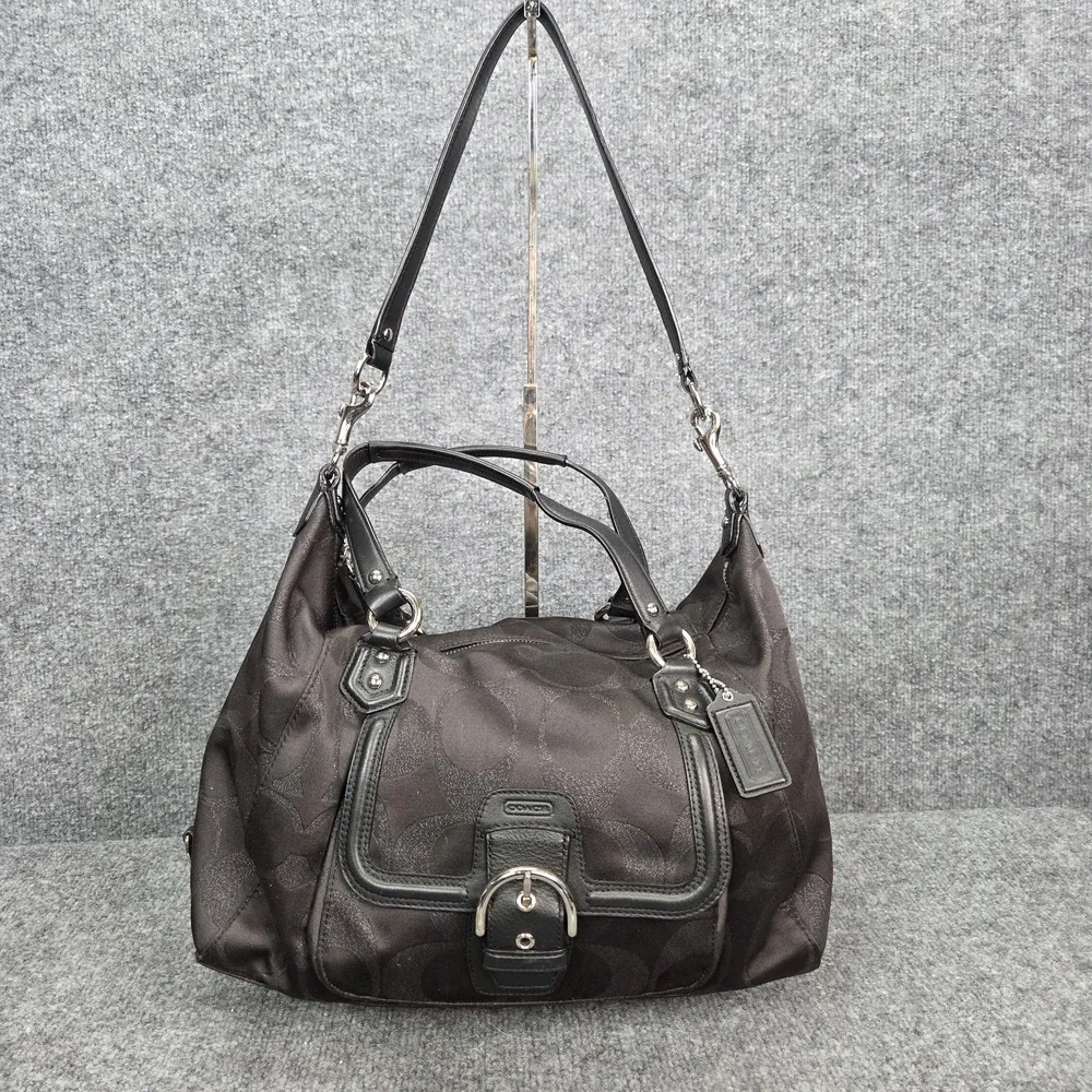 Coach Black Canvas Signature Campbell Convertible Satchel Bag F26243 Y2k - Picture 1 of 14